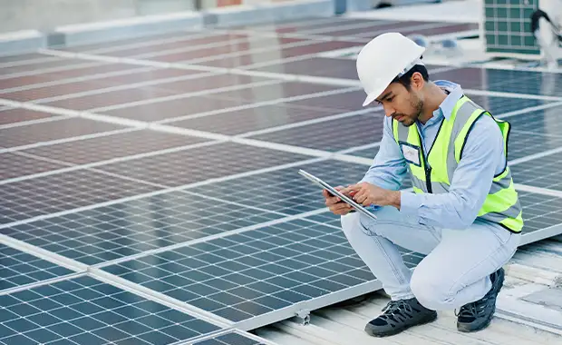Solar panels on a commercial building