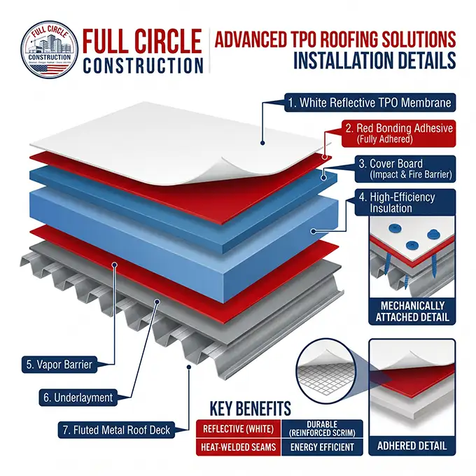Commercial TPO roofing system